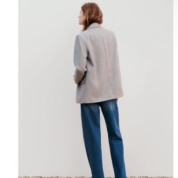 Zara STRAIGHT CUT HERRINGBONE BLAZER - Picture 7 of 14